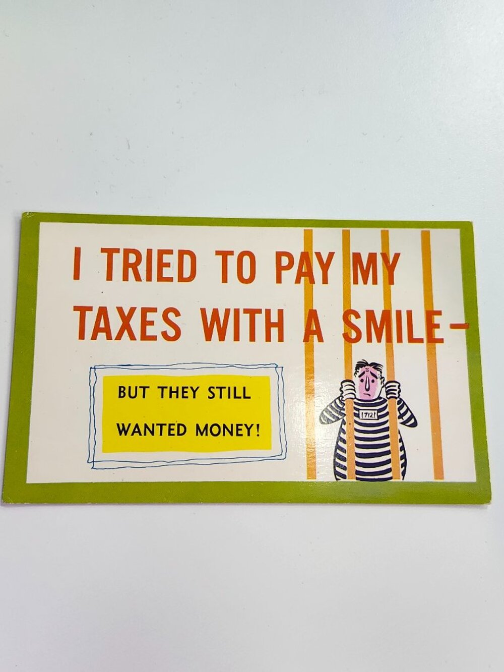 VINTAGE TAX HUMOUR POST CARD POLITICAL HUMOUR Jailbird